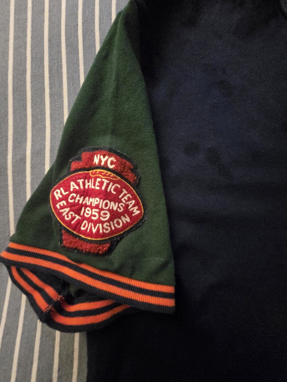 Polo by Ralph Lauren Navy & Green Varsity Patch Polo Shirt - Picture 5 of 7